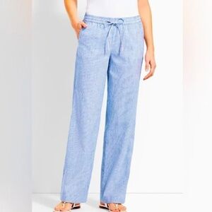 Djerf Avenue inspired cotton/linen wide leg drawstring striped boxer pants!